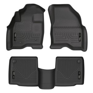 Ford Explorer Floor Liners - Front + Rear - Husky Liners - WeatherBeater Combo - Black - `11-`12
